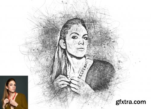 CreativeMarket - Sketch Portrait Photoshop Action V-2 6249832