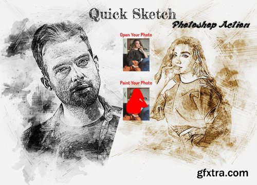 CreativeMarket - Quick Sketch Photoshop Action 6261894