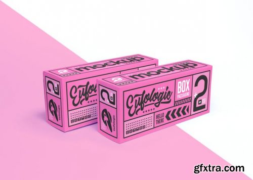 Realistic packaging pink box mockup