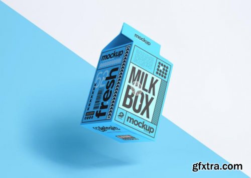 Realistic packaging milk box mockup