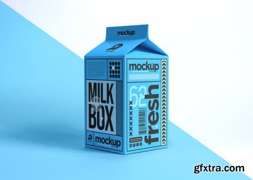 Realistic packaging milk box mockup