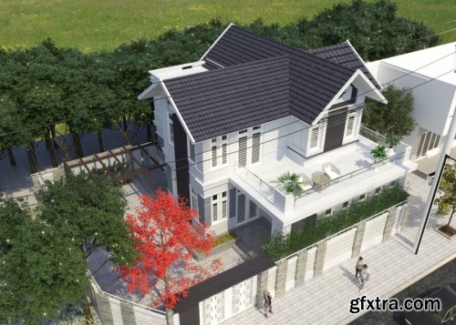 3D Exterior House Scene 3 By Huy Hieu Lee