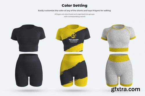 CreativeMarket - 3D Mockup Top & Shorts Sportswears 6260685