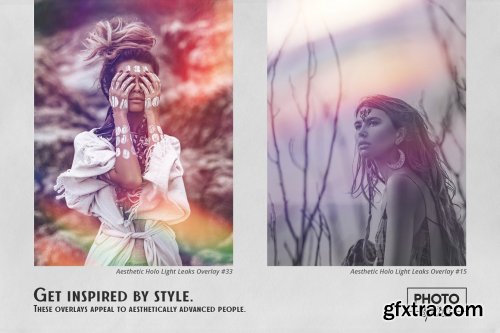 CreativeMarket - Aesthetic Holo Light Leaks Overlays 6192718