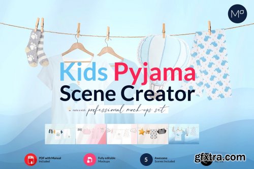 CreativeMarket - Kids Pyjama 5x Mock-ups 6196773