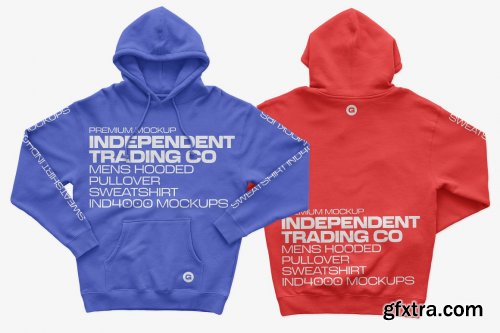 CreativeMarket - IND4000 Hooded Pullover Mockups 6236926