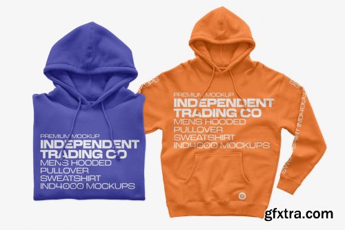 CreativeMarket - IND4000 Hooded Pullover Mockups 6236926