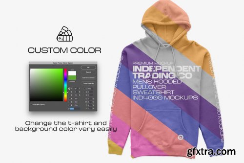 CreativeMarket - IND4000 Hooded Pullover Mockups 6236926