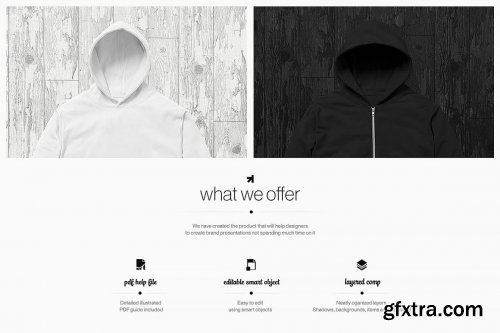 CreativeMarket - Zip Up Hoodie Tee Mockup Set 6169839