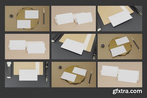 10 Perspective Business Card Mockup Pack 07