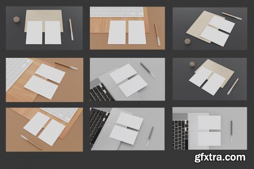 9 Perspective Business Card Mockup Pack 14