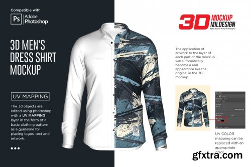 CreativeMarket - 3D Men's Dress Shirt LS Mockup 6002097