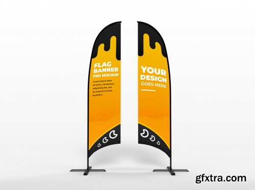 Flag vertical banner advertising and branding campaign mockup 