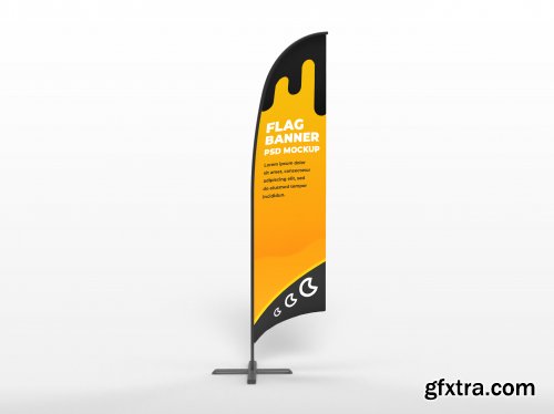 Flag vertical banner advertising and branding campaign mockup 