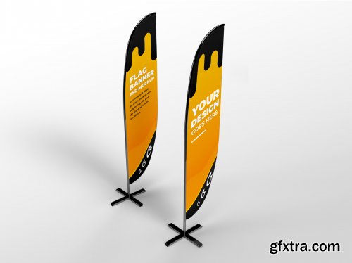 Flag vertical banner advertising and branding campaign mockup 