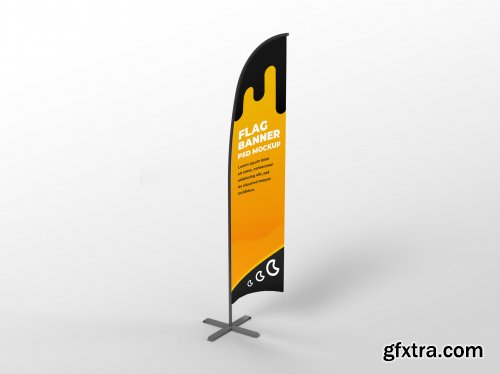 Flag vertical banner advertising and branding campaign mockup 