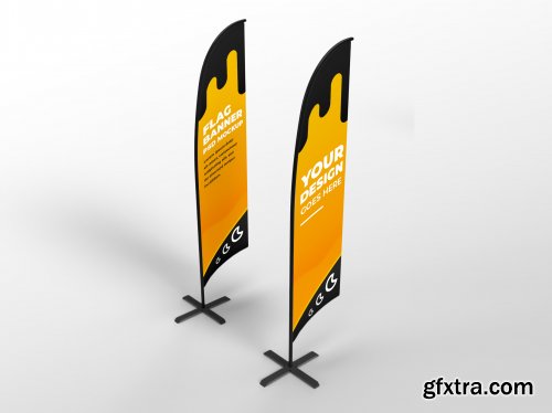 Flag vertical banner advertising and branding campaign mockup 