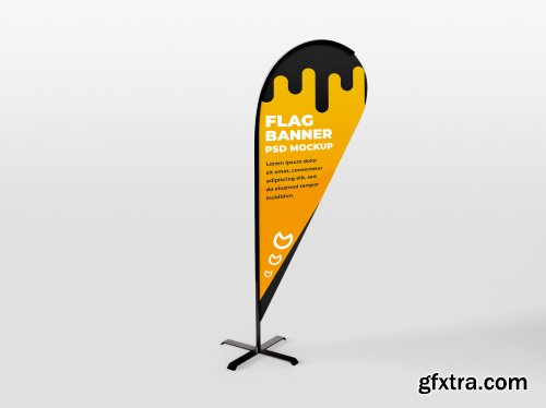 Flag vertical banner advertising and branding campaign mockup 