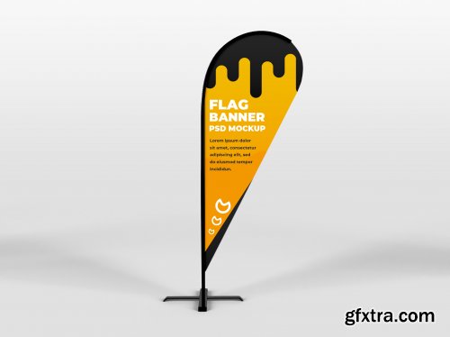 Flag vertical banner advertising and branding campaign mockup 