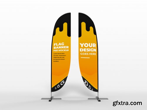 Flag vertical banner advertising and branding campaign mockup 