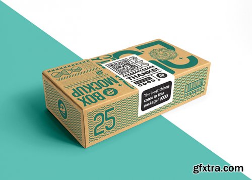 Packaging cardboard box with sticker label mockup