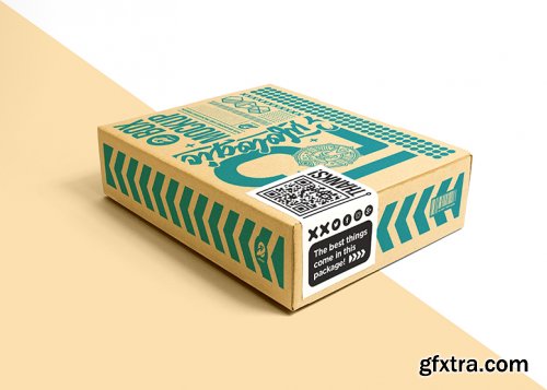 Packaging cardboard box with sticker label mockup 2