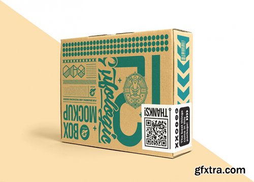 Packaging cardboard box with sticker label mockup 2