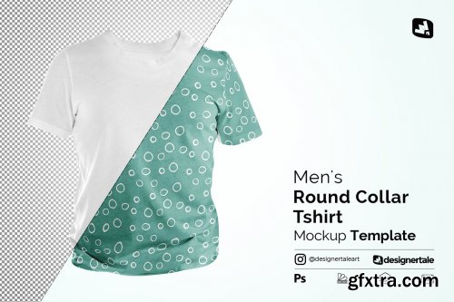 CreativeMarket - Men's Round Collar Tshirt Mockup 5280198