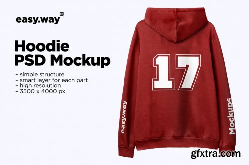 CreativeMarket - Hooded Sweatshirt Back PSD Mockup 5910785