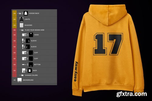 CreativeMarket - Hooded Sweatshirt Back PSD Mockup 5910785