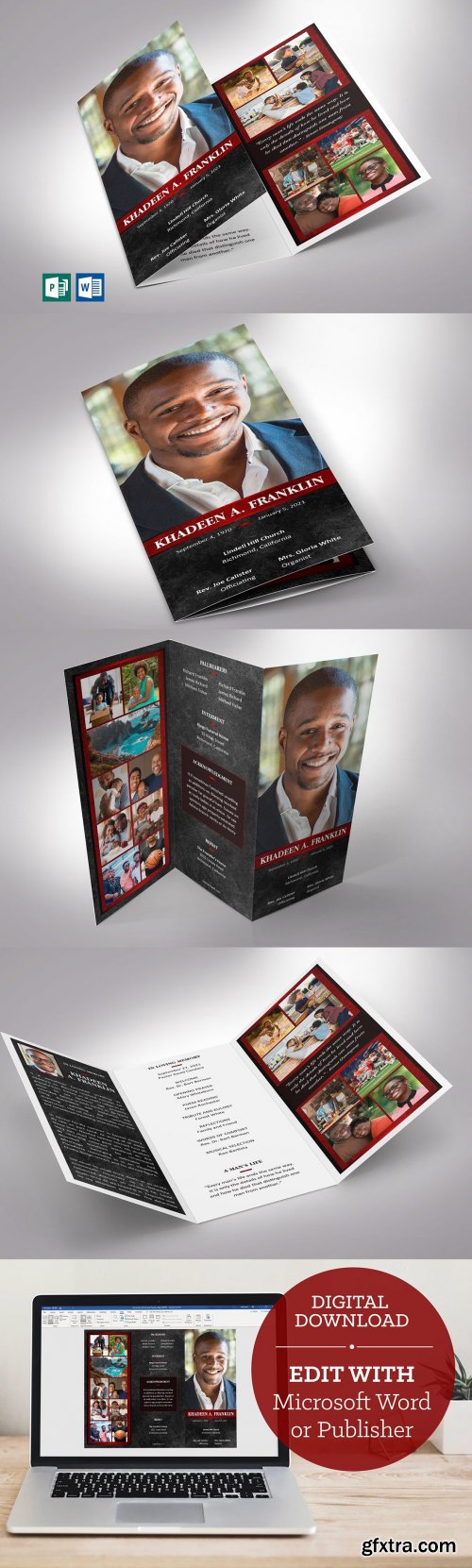 CreativeMarket - Red Rock Trifold Funeral Program 5989560