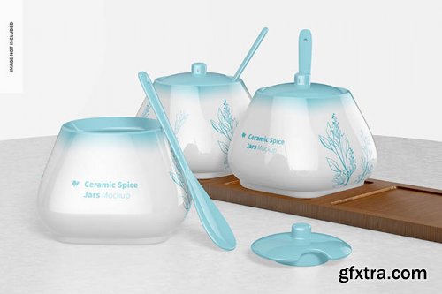 Ceramic spice jars mockup