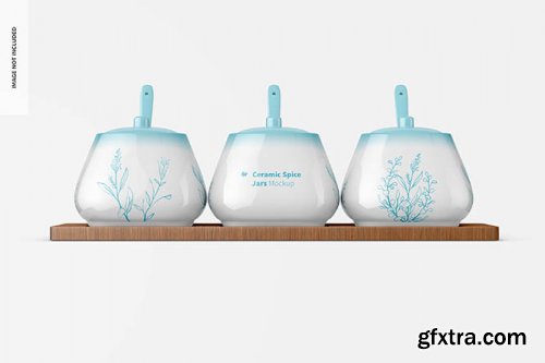 Ceramic spice jars mockup