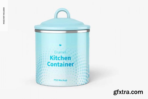 Enamel kitchen containers mockup