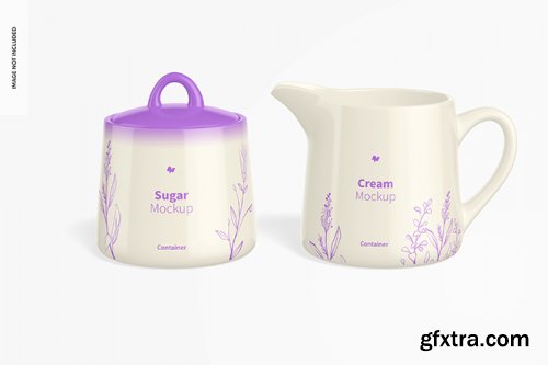 Sugar and cream set mockup