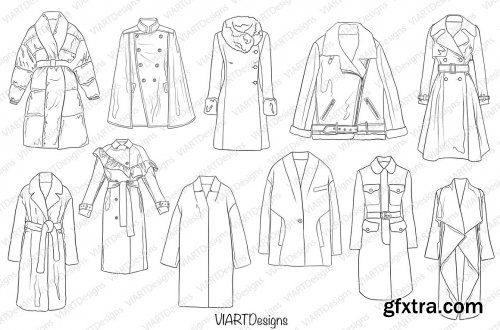 CreativeMarket - Fashion outwear stamps Procreate 5835230