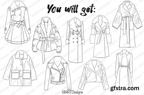 CreativeMarket - Fashion outwear stamps Procreate 5835230