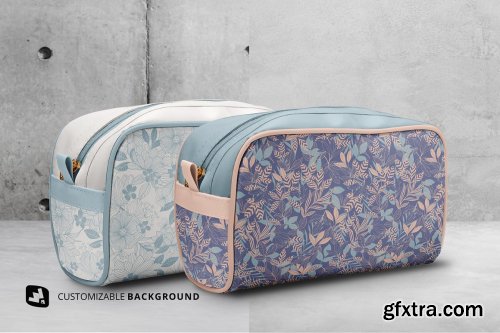 CreativeMarket - Front View Travel Makeup Bag Mockup 5331147