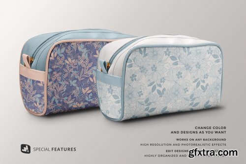 CreativeMarket - Front View Travel Makeup Bag Mockup 5331147