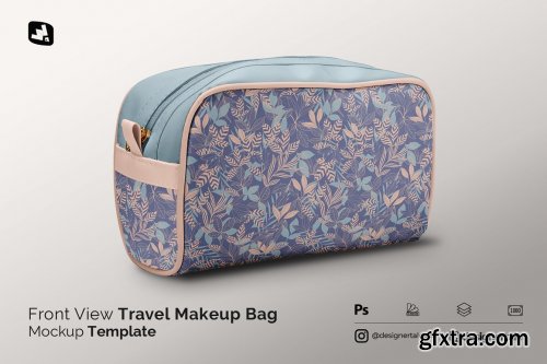 CreativeMarket - Front View Travel Makeup Bag Mockup 5331147