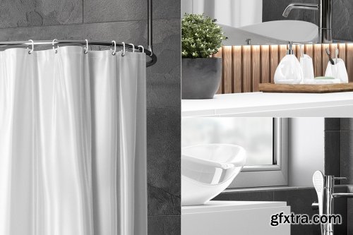 CreativeMarket - Shower Curtain Mockup 6304747