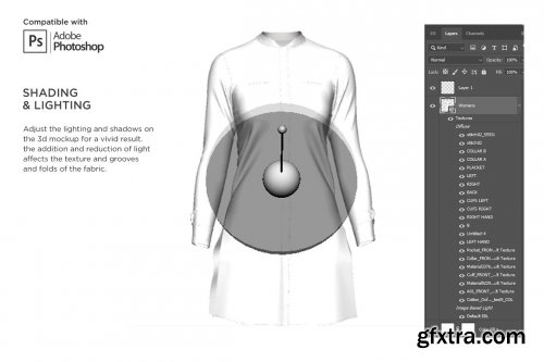 CreativeMarket - 3D Women Dress Shirt LS Mockup 6002121