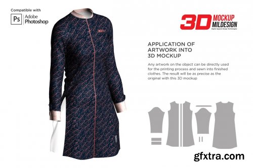 CreativeMarket - 3D Women Dress Shirt LS Mockup 6002121