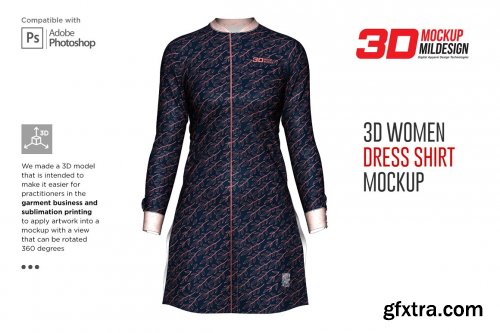 CreativeMarket - 3D Women Dress Shirt LS Mockup 6002121