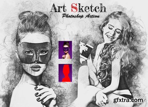  CreativeMarket - Art Sketch Photoshop Action 6279437