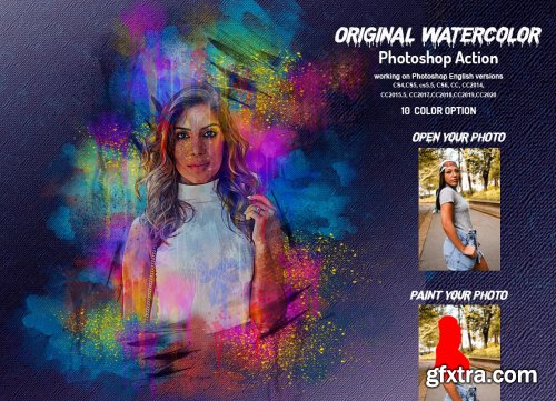 CreativeMarket - Original Watercolor Photoshop Action 6232498