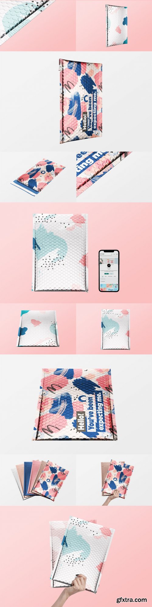 CreativeMarket - Bubble Mailer Envelope Mock-ups Set 6234407