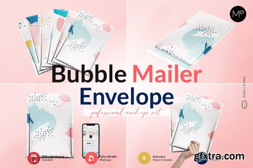 CreativeMarket - Bubble Mailer Envelope Mock-ups Set 6234407