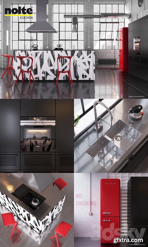 Kitchen Nolte Neo equipment and industrial attributes (vray, corona)