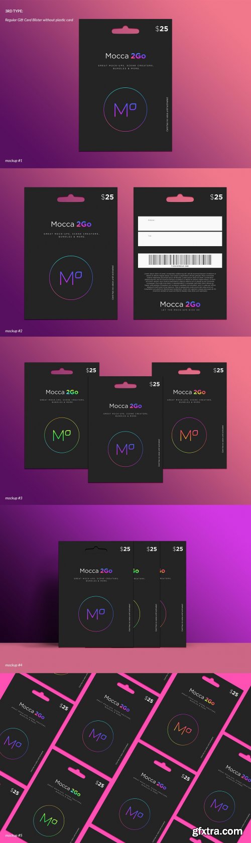 CreativeMarket - Gift Cards 5 Top Types 25xMockups 6258039